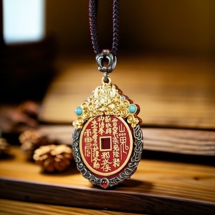 山鬼花钱吊坠国潮手链配件麒麟送瑞八卦平安扣项链挂坠送女友老婆