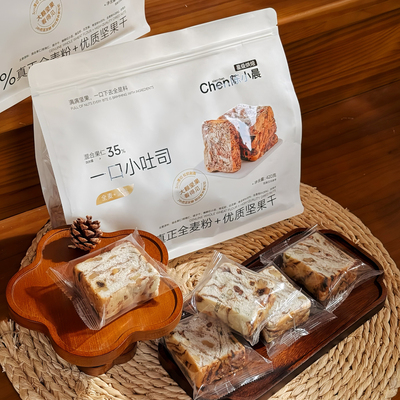 陈小晨一口小吐司全麦坚果牛奶原味虎皮蛋糕片装学生点心零食早餐