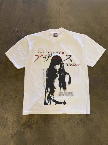 250克重磅纯棉美式oversize杀死比尔印花情侣女宽松短袖T恤男潮