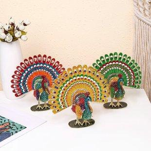 景区热卖珐琅彩工艺礼品开屏大孔雀摆件小饰品收纳盒合金装饰品