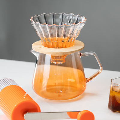 野啡渐层橘手冲咖啡壶套装手磨咖啡机手摇家用小型咖啡豆研磨器具