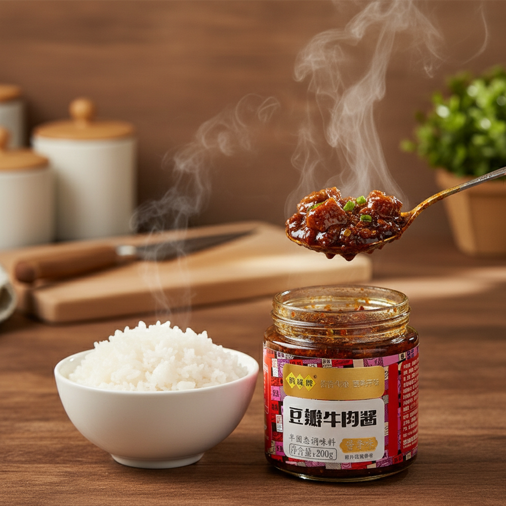 鹃城牌豆瓣牛肉酱拌饭酱暴下饭菜大颗粒香菇酱家用四川拌面香辣酱
