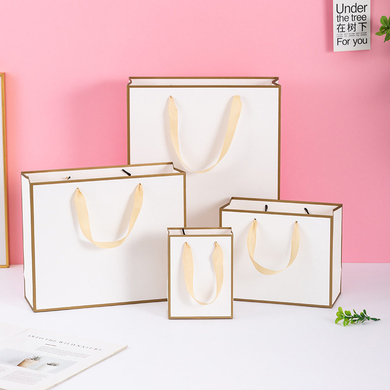2026加厚礼品金边纸袋白卡纸服装购物袋牛皮纸高档礼品纸质手提袋,包装,纸手提袋,淘宝优惠券,粉丝福利购,淘宝优惠卷