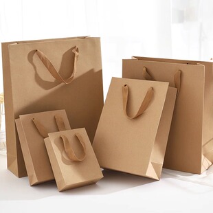 高档牛皮纸加厚竖版大号手提袋广告外卖礼品袋打包服装logo横版袋