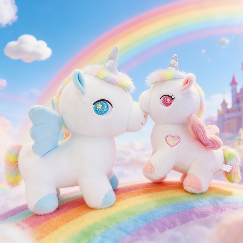 可爱独角兽毛绒玩具彩虹翅膀小马吉祥物公仔布艺玩偶情侣玩偶