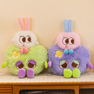 萌萌小怪兽长毛兔娃娃萌心心毛绒玩具可爱萌兔小精灵儿童节日玩偶