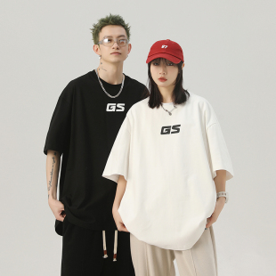 上衣 T恤2023新款 GOLFCROSS字母印花宽松圆领短袖 情侣款
