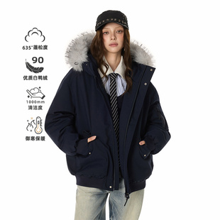 GOLFCROSS毛领轻薄羽绒服男女款冬季2026新款工装派克服外套加厚