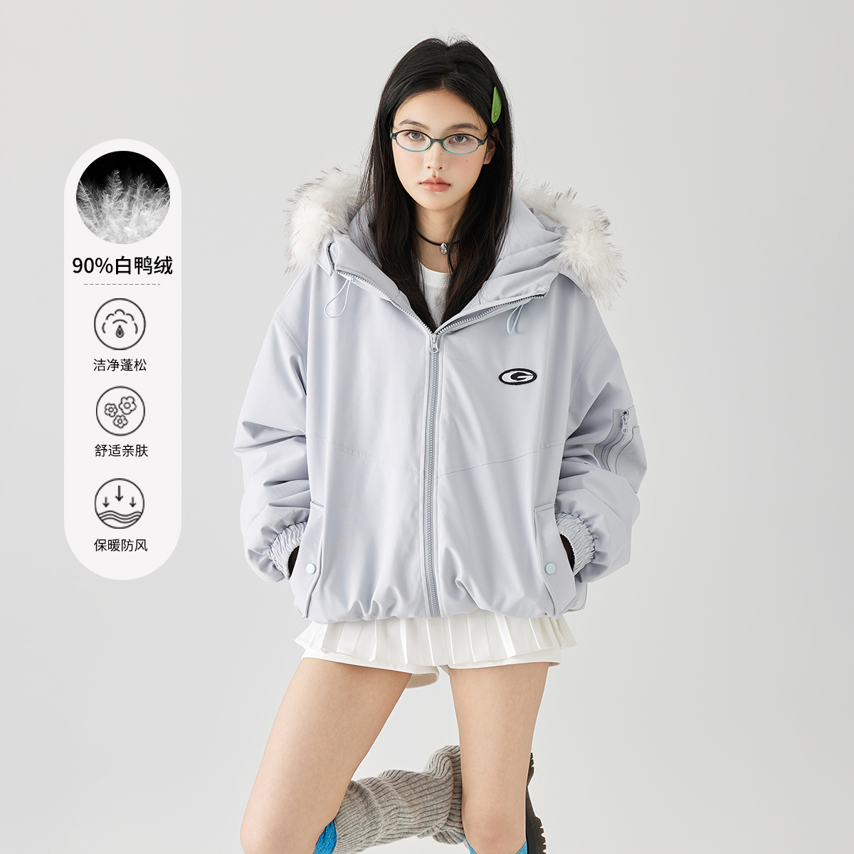 GOLFCROSS加厚90白鸭绒宽松连帽羽绒服男女同款冬季新款保暖外套