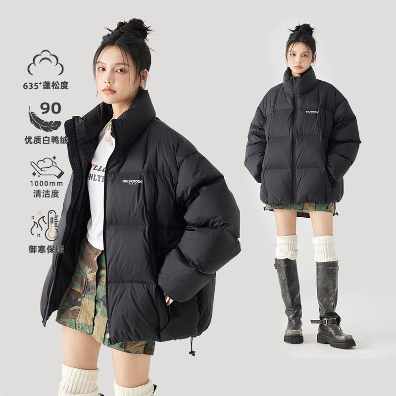GOLFCROSS简约基础款90白鸭绒羽绒服男女款冬季潮牌防寒保暖外套