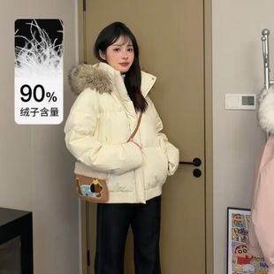 GOLFCROSS羽绒服90绒连帽大毛领面包服保暖外套男女同款冬季新款