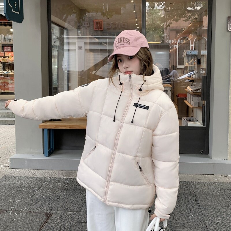 实拍情侣同款男女连帽企鹅短款羽绒棉服女冬季新款设计感加厚外套