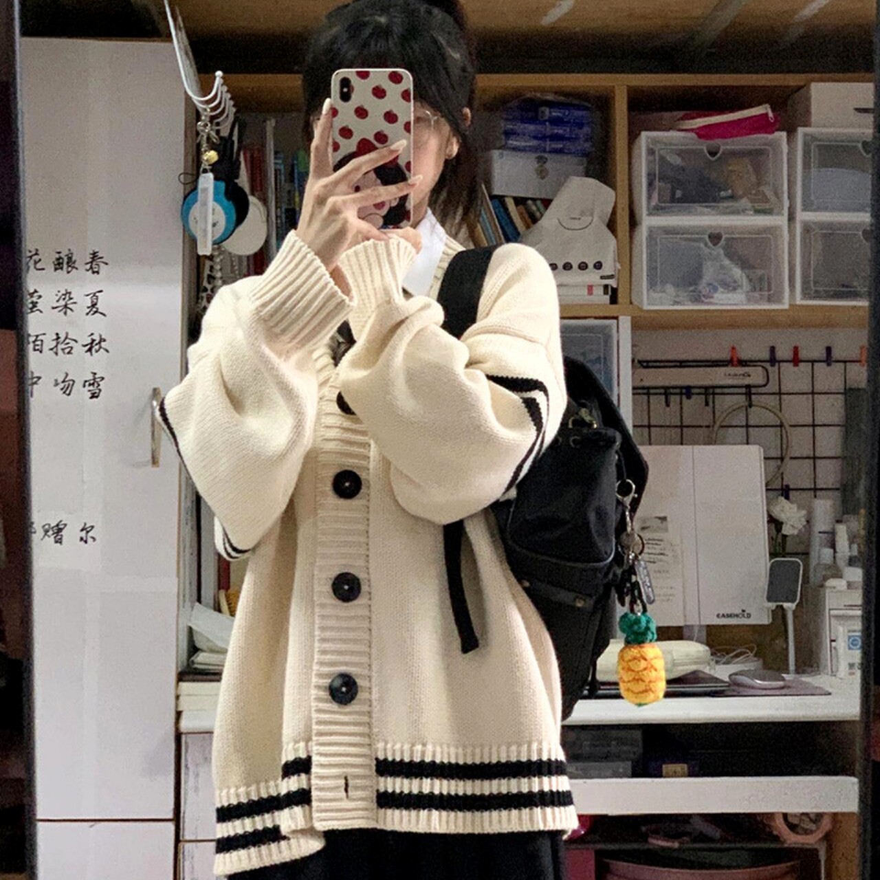 春秋新款学院风韩版日系宽松百搭毛衣女学生外搭针织开衫上衣