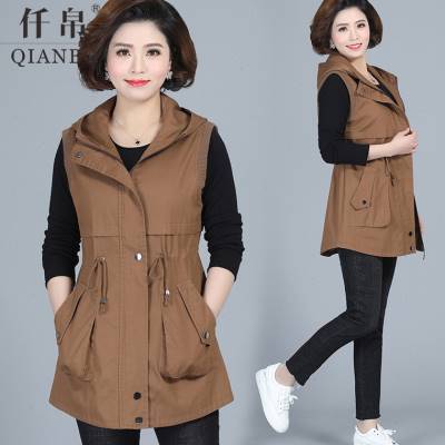 妈妈秋装马甲外套洋气大码40岁50中年女士坎肩上衣中老年春秋风衣