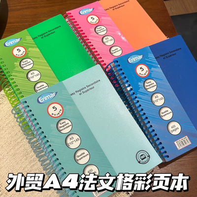 A4法文格线圈笔记本学生彩页手账