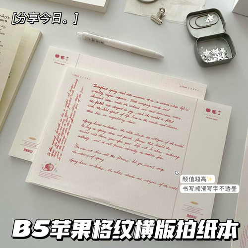 B5苹果格纹拍纸本考研思维导图本