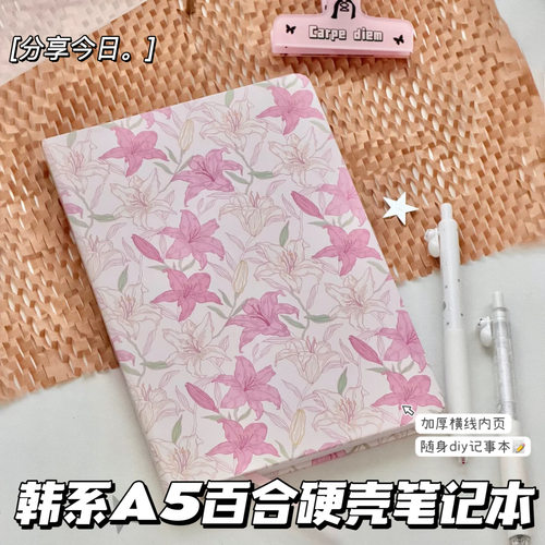 A5百合硬壳笔记本手账记事日程本