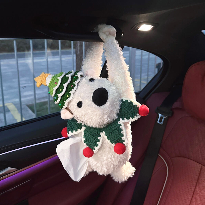 西高地车载纸巾盒创意圣诞节可爱副驾驶汽车内椅背收纳抽纸巾挂袋