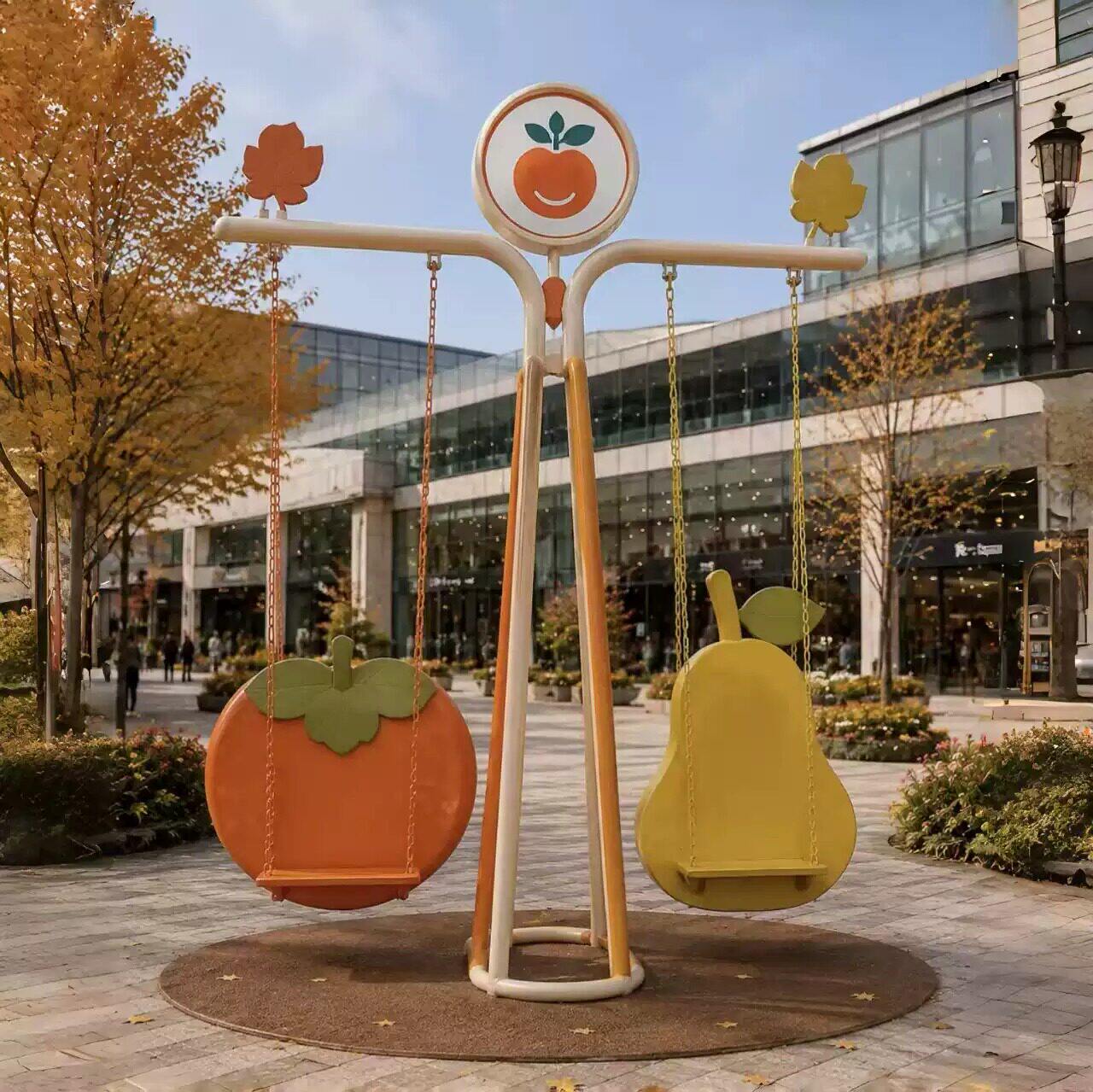 户外大型秋叶造型秋千座椅游乐园商业街公园创意美陈拍照打卡装饰