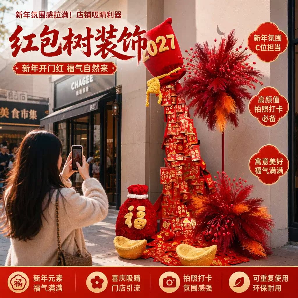 新年红包树美陈装置拍照打卡