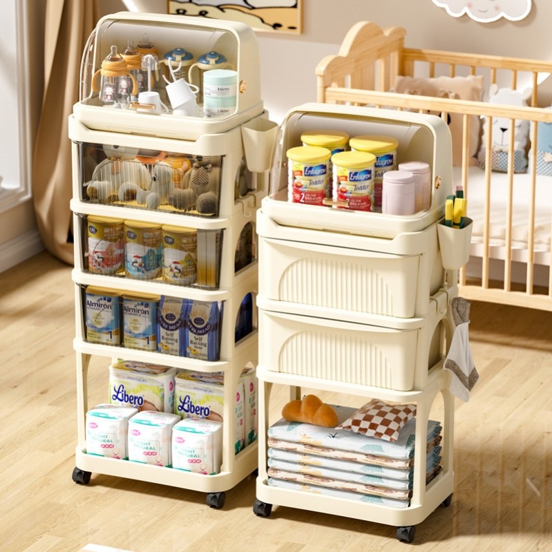 宝宝奶瓶翻盖收纳架婴儿儿童辅食防尘餐具多层置物架小推车可移动,家装主材,置物架,淘宝优惠券,粉丝福利购,淘宝优惠卷
