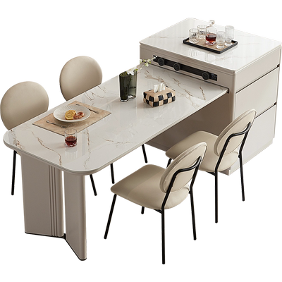 林氏家居岩板餐桌伸缩岛台一体