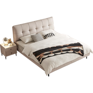 林氏家居真皮床互不打扰双人床大床主卧一米五24新款政府补贴