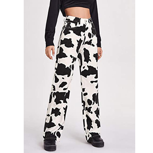 Statement print straight-leg denim trouser个性印花直筒牛仔裤