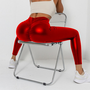 皮裤 leather Glossy skinny pants elastic 纯色亮面弹力高腰修身