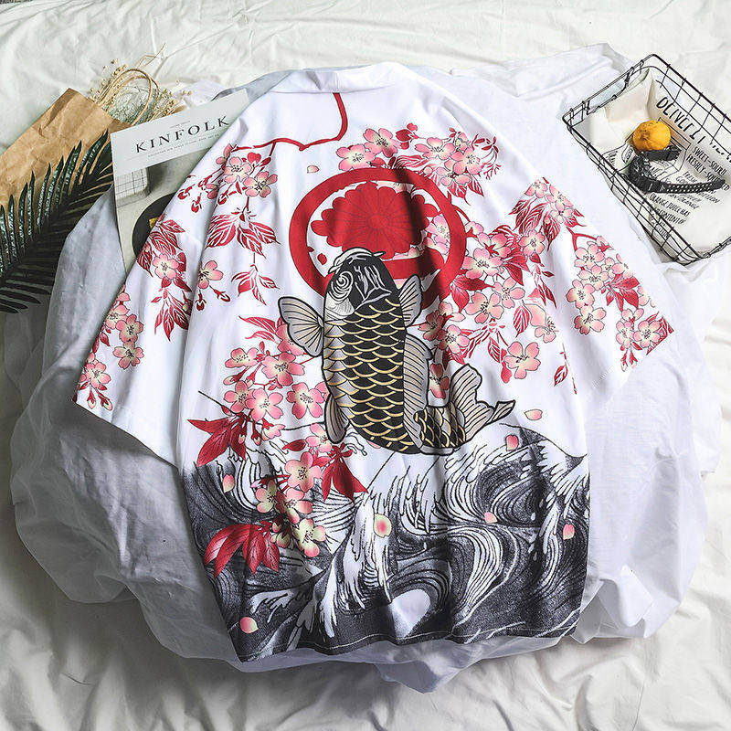 Japanese seven-sleeved kimono cardigan日系男生七分袖和服开衫