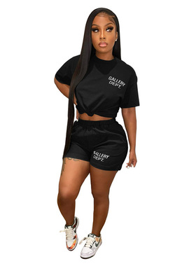 Monogram print short-sleeved shorts set 字母印花短袖短裤套装