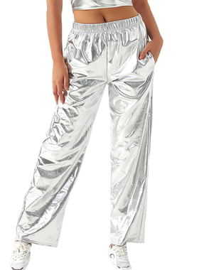 Laser gradient high-waisted straight pants镭射渐变高腰直筒裤