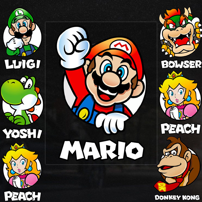 超级玛丽马里奥车贴个性创意防水摩托电动车头盔装饰汽车反光贴纸