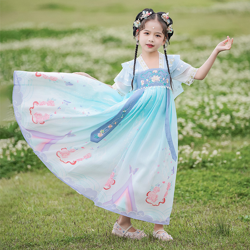 汉服女童夏装齐胸襦裙女孩古风连衣裙子夏季唐装儿童超仙古装