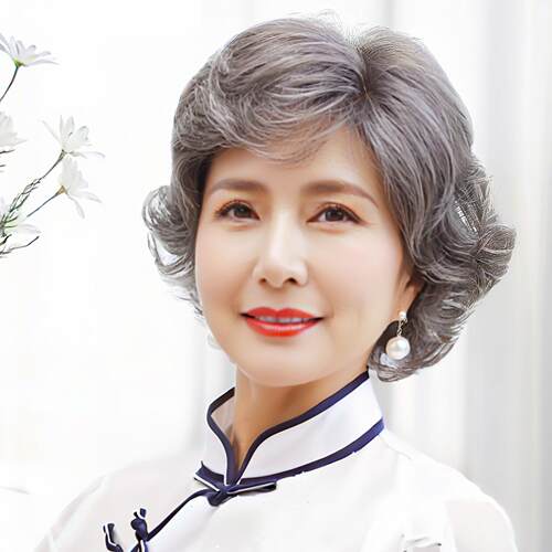 假发女垫发花白奶奶中老年人假发套道具老太太气质卷发化纤全