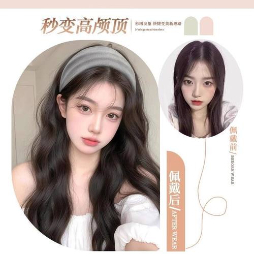 发箍假发一体女高颅顶长卷发可拆卸日常森系仿真自然假发全头套式