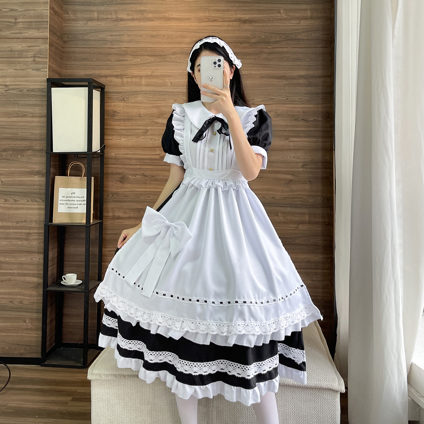 传统女佣长裙短袖女仆装伪娘英国管家cosplay日系制服 可爱