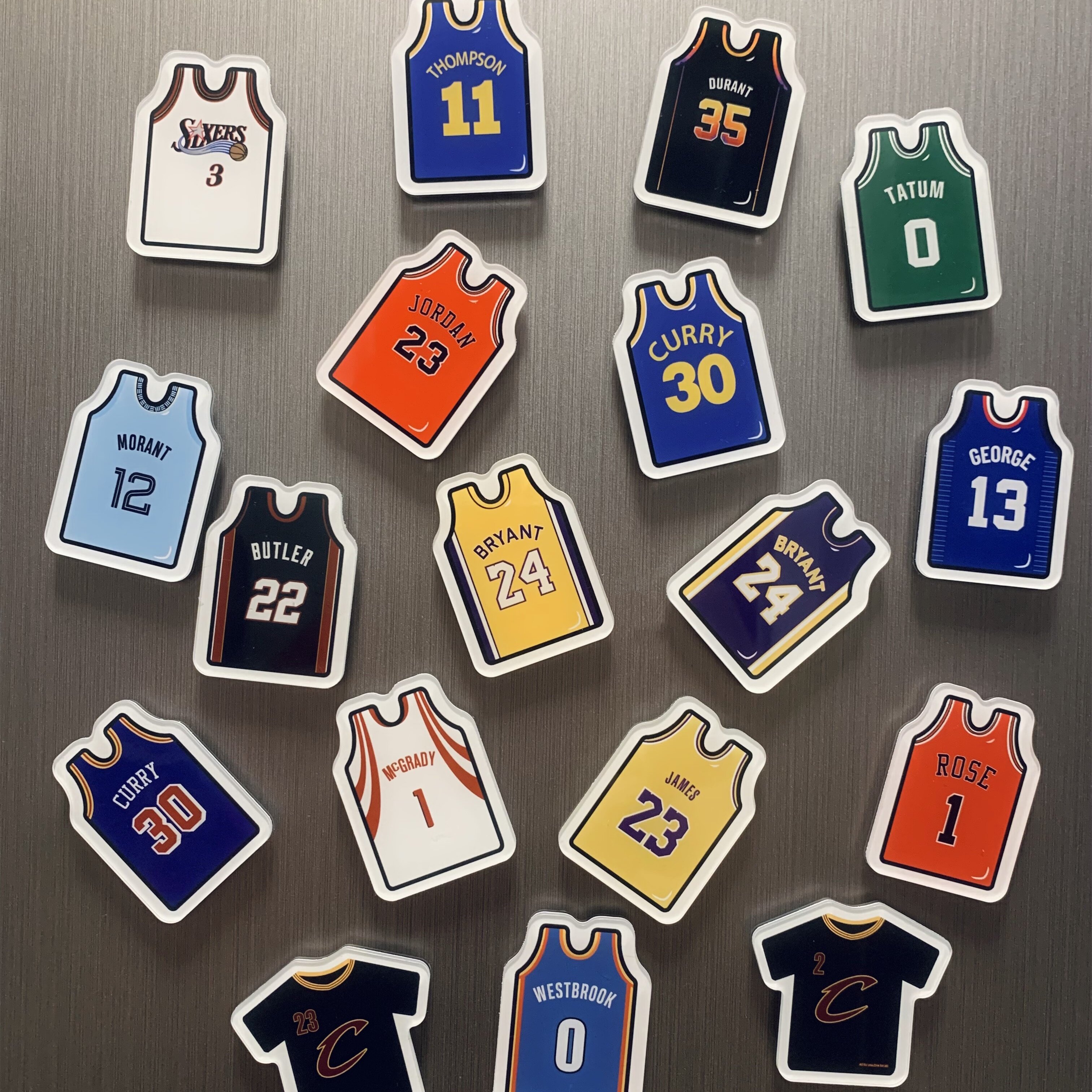 NBA卡通冰箱贴徽章 汽车装饰男友礼物立体压克力磁铁科比库里詹皇