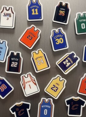 NBA卡通冰箱贴徽章 汽车装饰男友礼物立体压克力磁铁科比库里詹皇