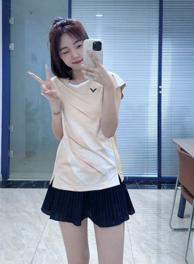 VICTOR威克多羽毛球服比赛系列女款针织运动短袖T恤速干 T61009