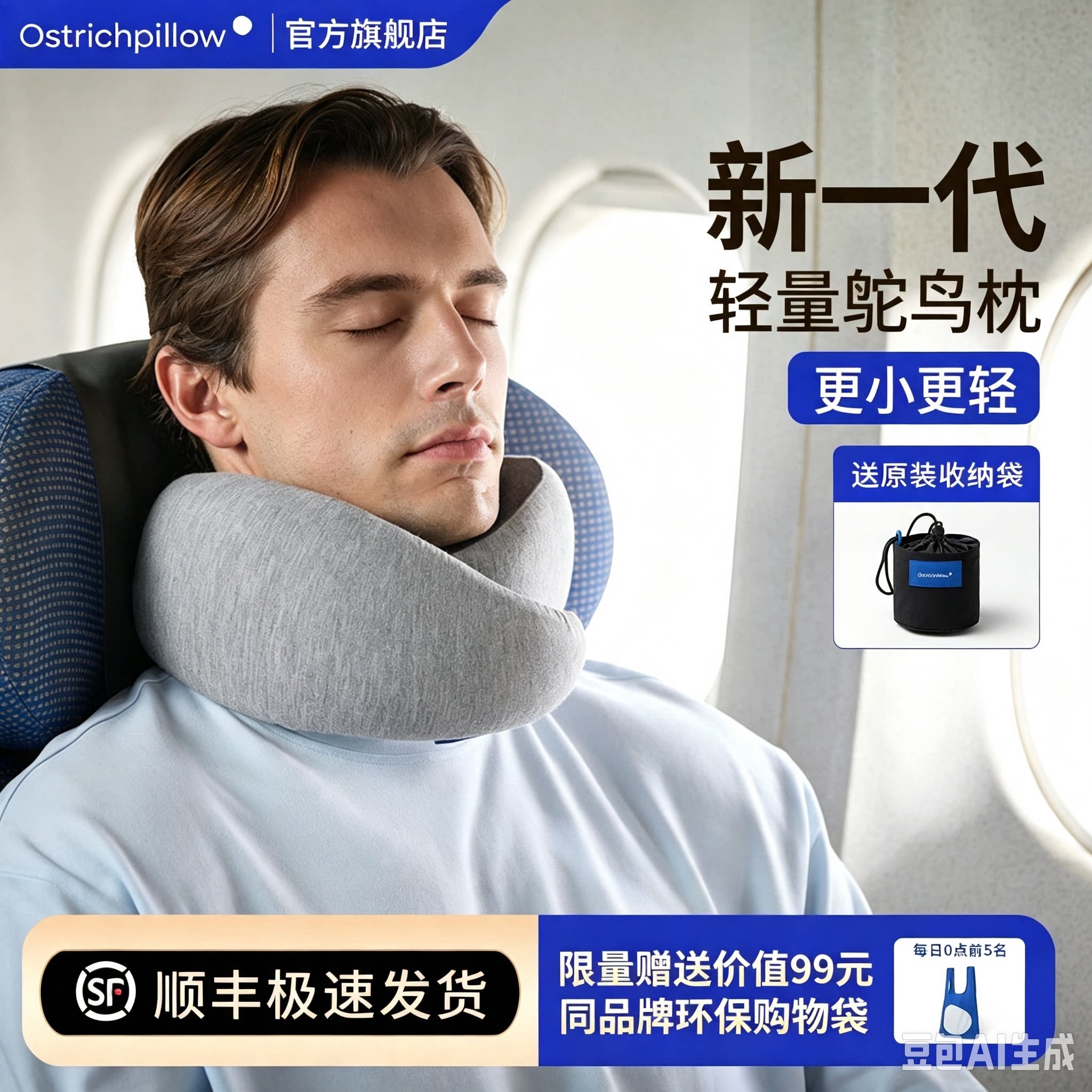 OstrichPillow鸵鸟U型枕旅行飞机护颈椎枕办公室午休u形护脖枕头