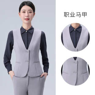 招行新款招商银行工作服女式灰色短款西装马甲春夏季职业装马夹