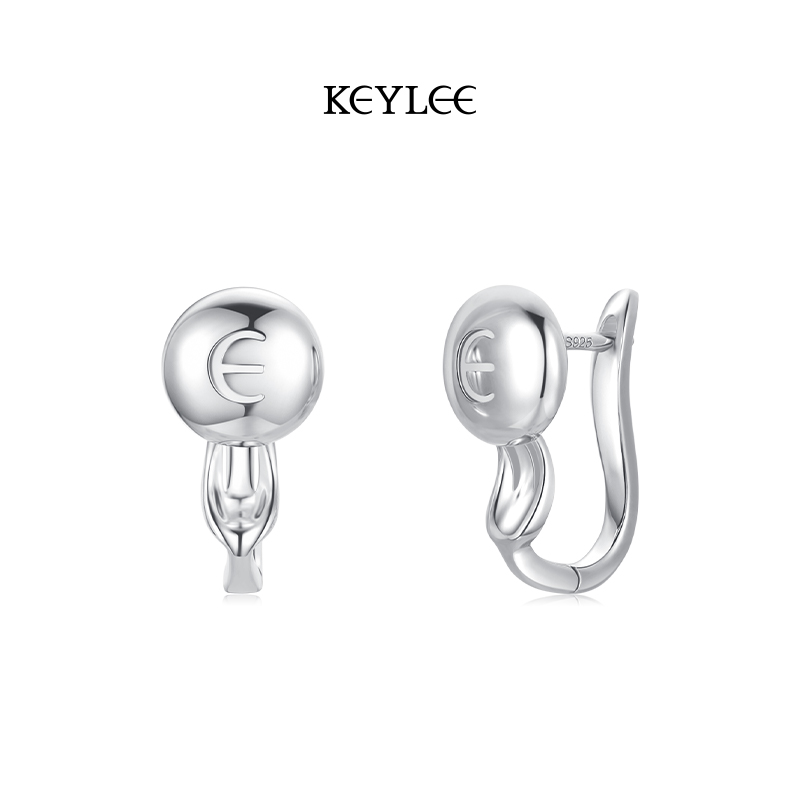 KEYLEE 叉叉小甜豆耳钉女925银耳针小众设计时尚温柔气质耳环耳钉