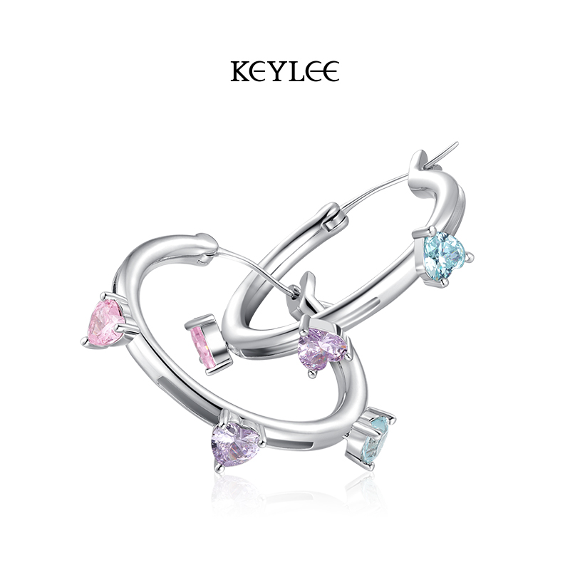 KEYLEE爱心锆石轨道滑动大号耳圈