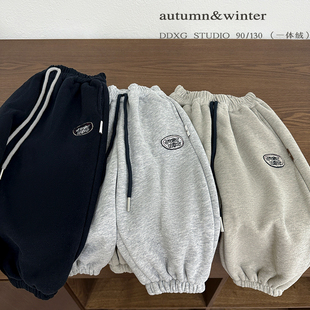 儿童2025秋冬新款洋气时尚时髦休闲百搭加绒运动保暖一体绒裤子潮