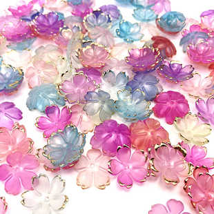 19mm亚克力双色渐变烫金边大樱花手工diy五瓣花花瓣发簪饰品配件