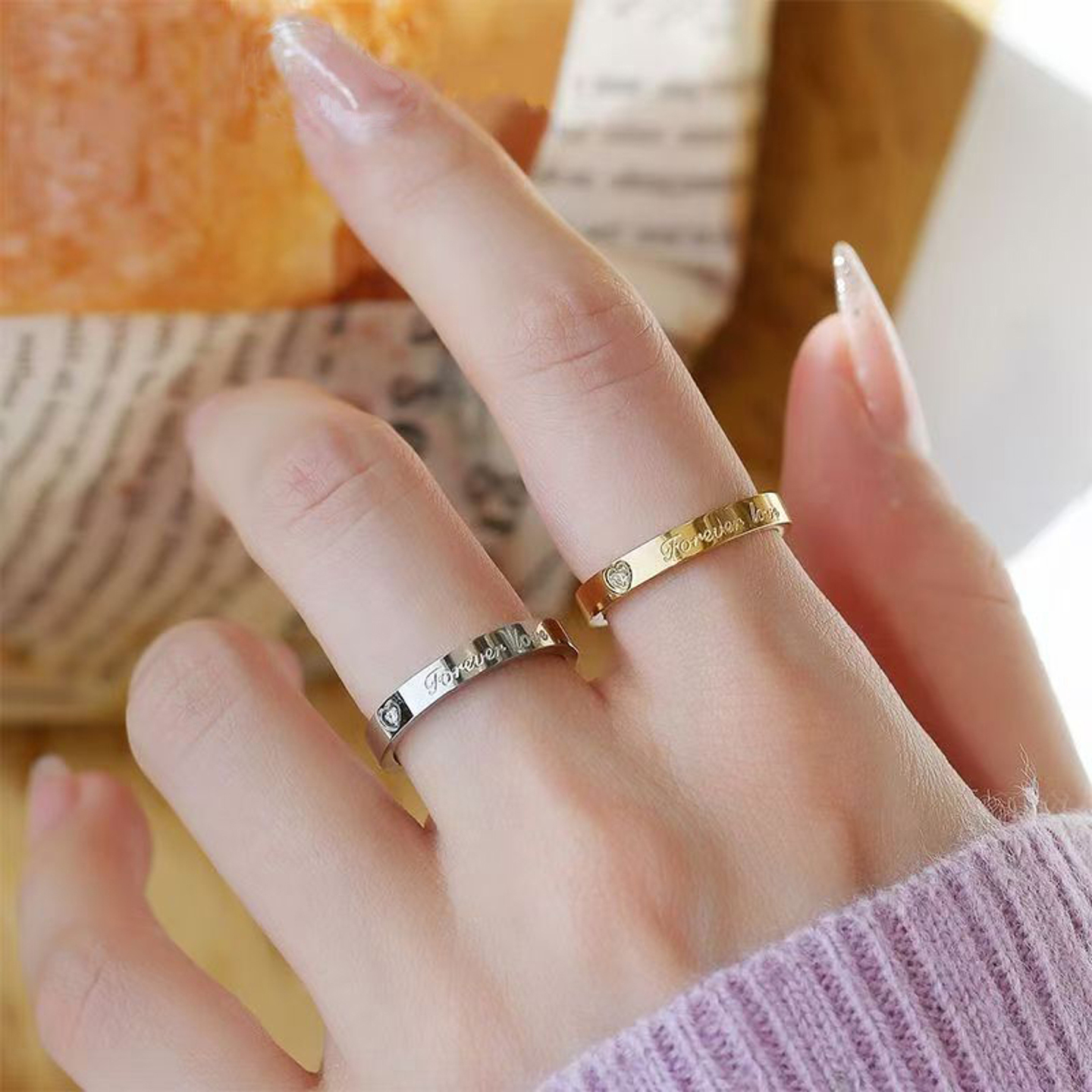 不掉色女轻奢高级感对戒