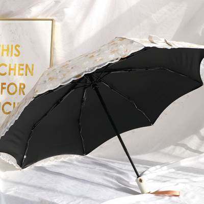 全自动双层蕾丝花边伞女晴雨两用遮阳公主防晒防紫外线黑胶太阳伞