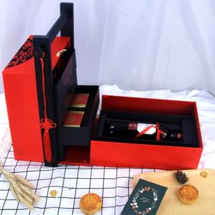 盒端午高档高端商务礼盒空盒茶叶礼品盒定制 木质手提红酒月饼包装