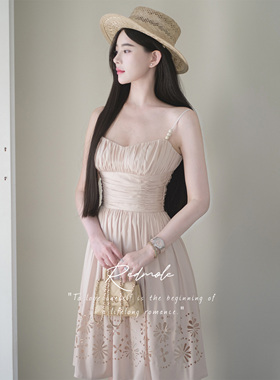 Redmole【素缎镂影】高支莫代尔贡缎｜原创镂空烧花｜吊带连衣裙